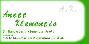 anett klementis business card